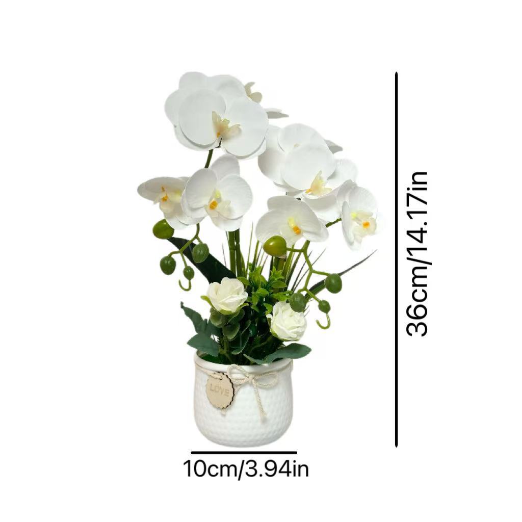 Elegante Kunst-Orchidee und Rosenpflanzenarrangement für Dekor