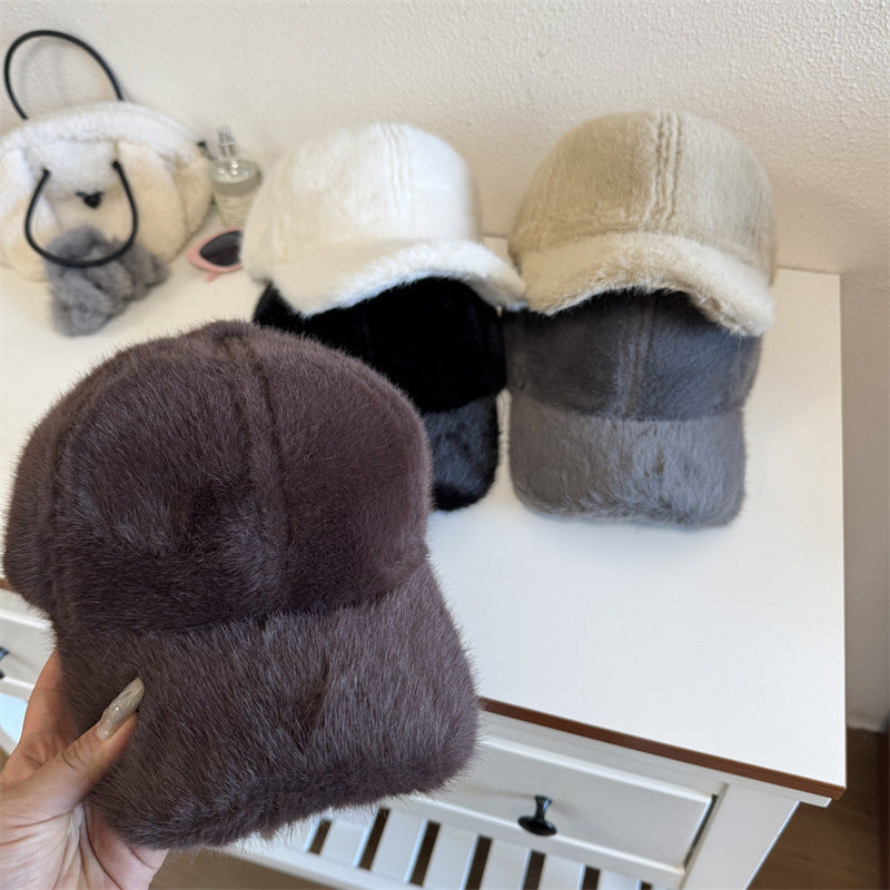 Unisex Plüsch Kunstfell Baseballmütze Brehn
