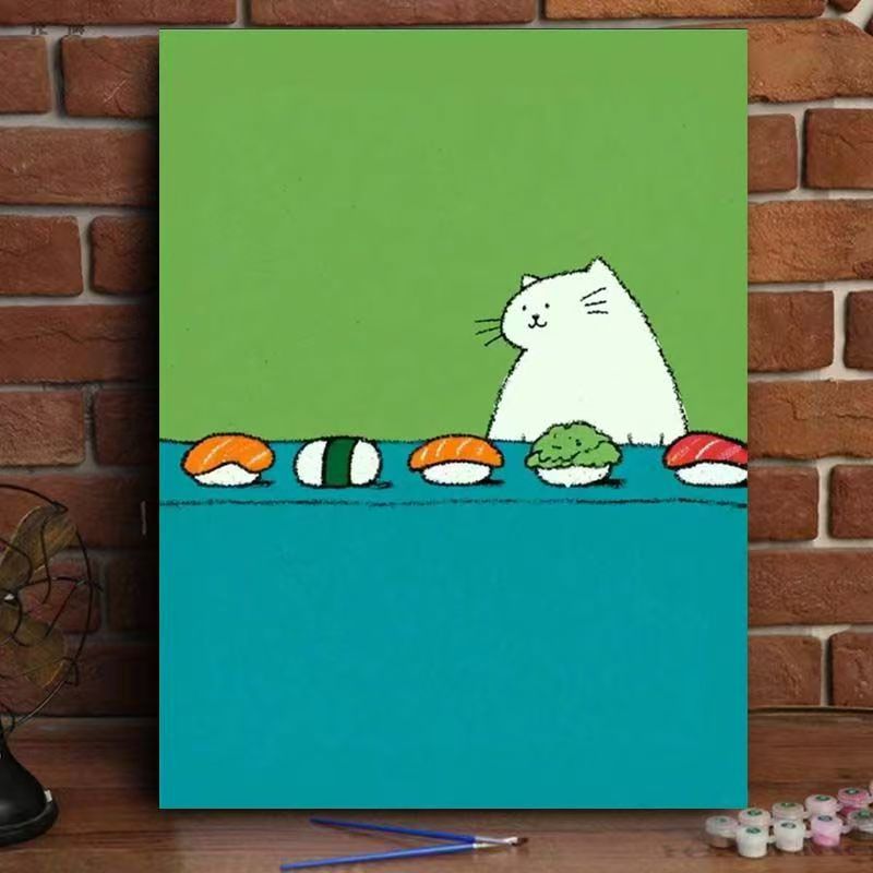 Verspielte Katze gießende Pflanzen Leinwandkunst Brehn
