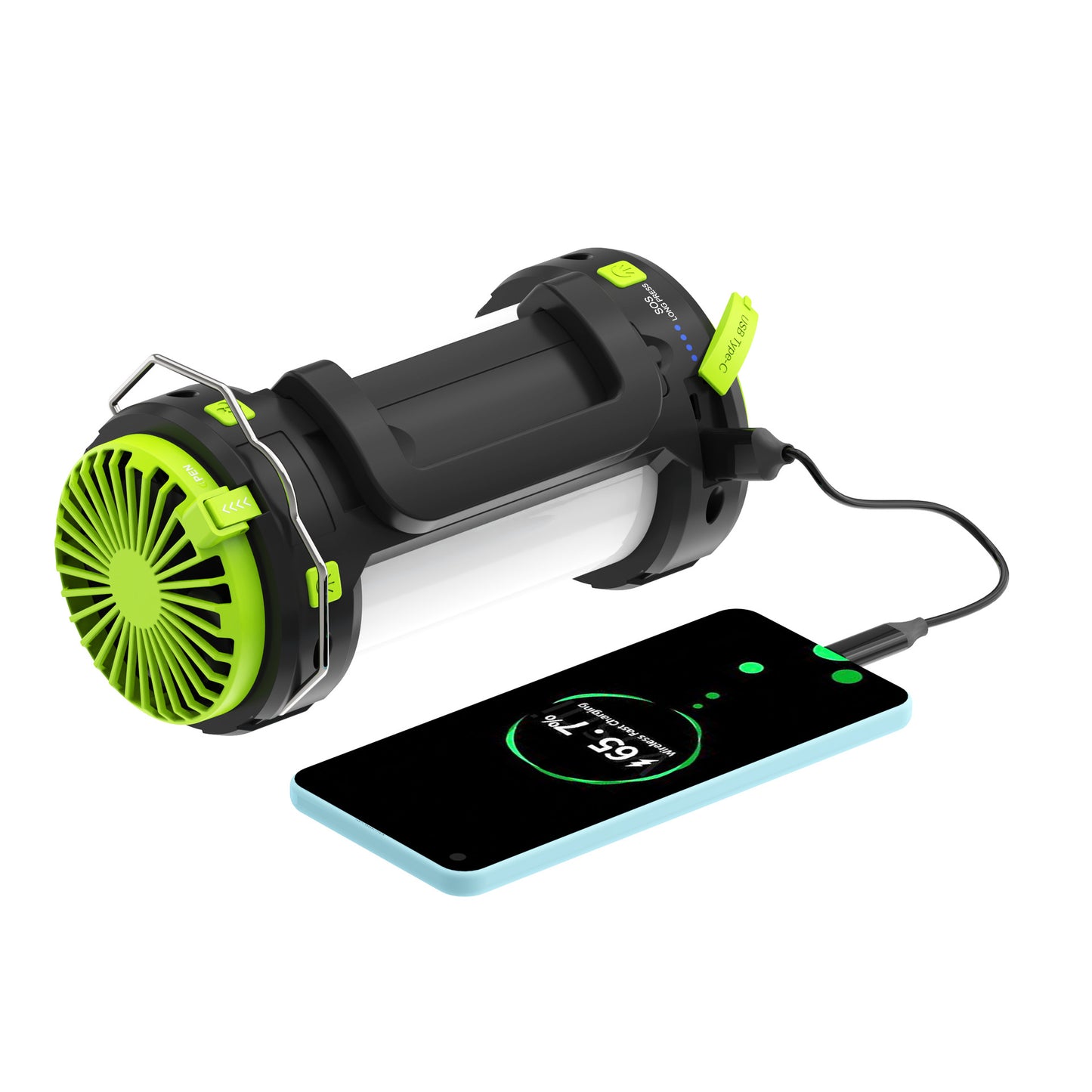 Tragbare wiederaufladbare LED-Laterne mit integriertem Powerbank Brehn