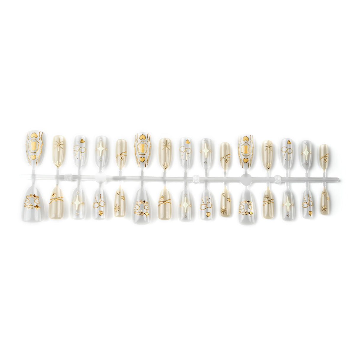 Elegantes goldgeprägtes Press-On-Nagelkunst-Set