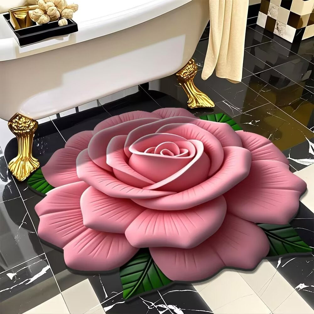 3D Blumen Design Badmatte