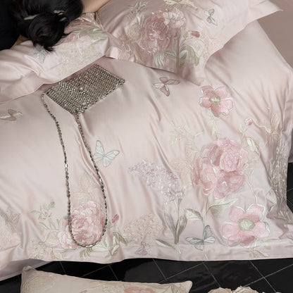 Luxuriöses Satin-Bettwäsche-Set mit floraler Stickerei und seidenweichem Finish Brehn
