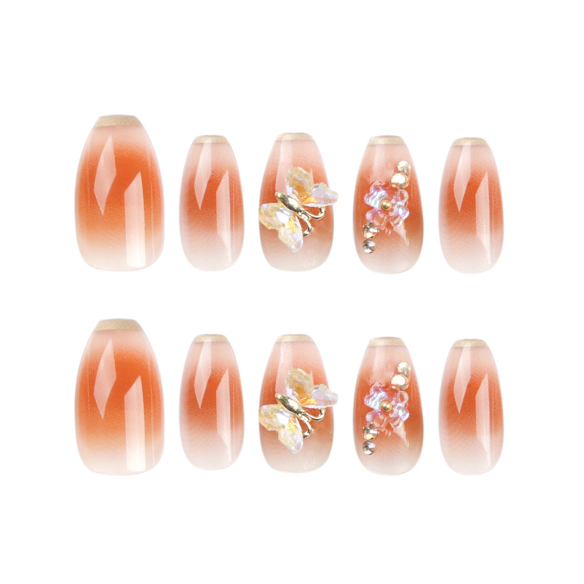 Kunstvolle Nagelverlängerungen mit filigranen Blumen- und Glitzerdetails Brehn