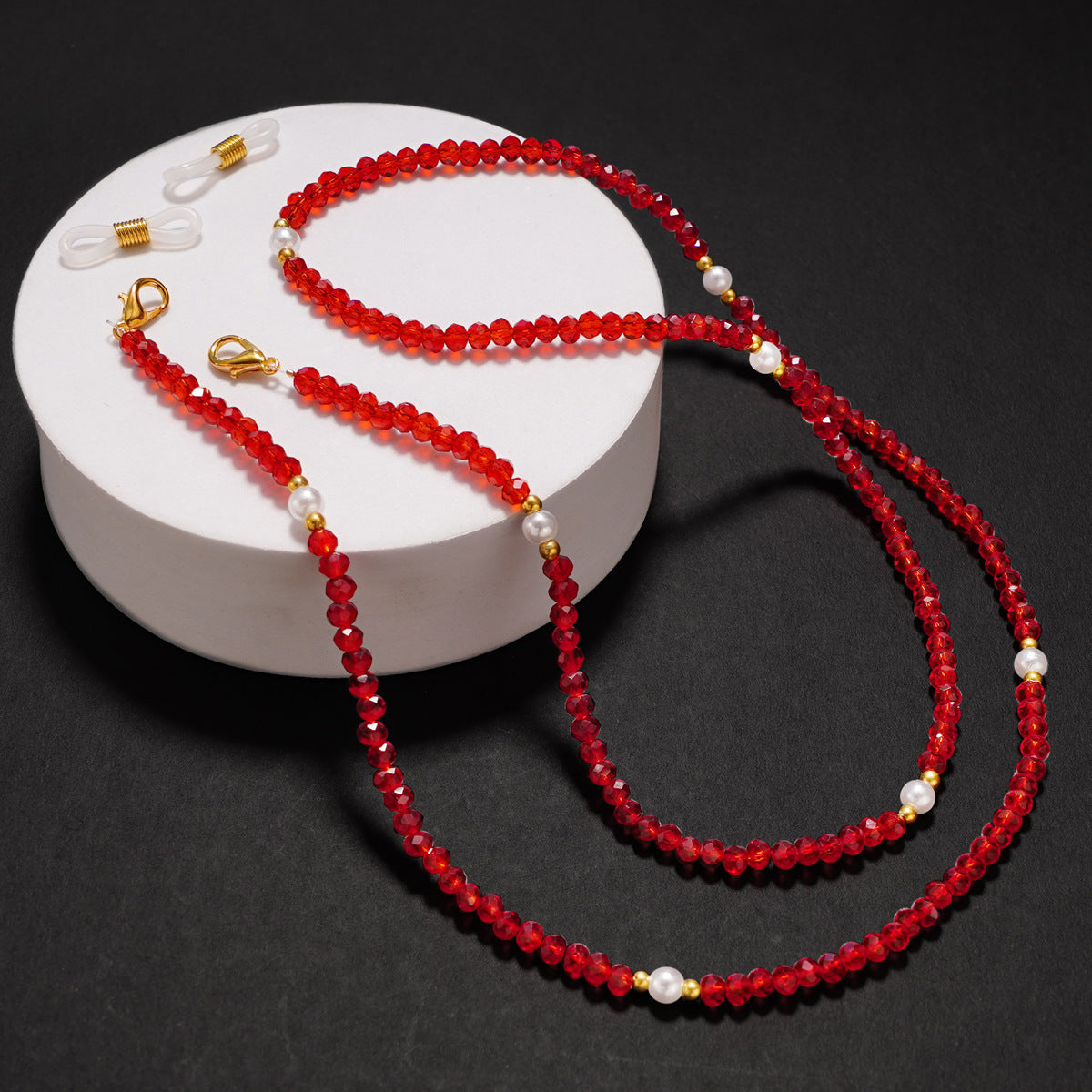 Elegante kristallbesetzte Brillekette Brehn