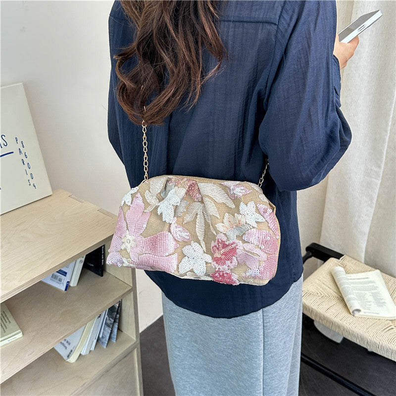 WoElegant Florale Pailletten Clutch-Tasche Brehn