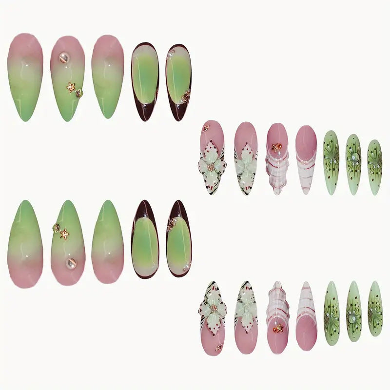 Dekorative 3D Schmetterling-Themen Press-On Nagelkunst Brehn