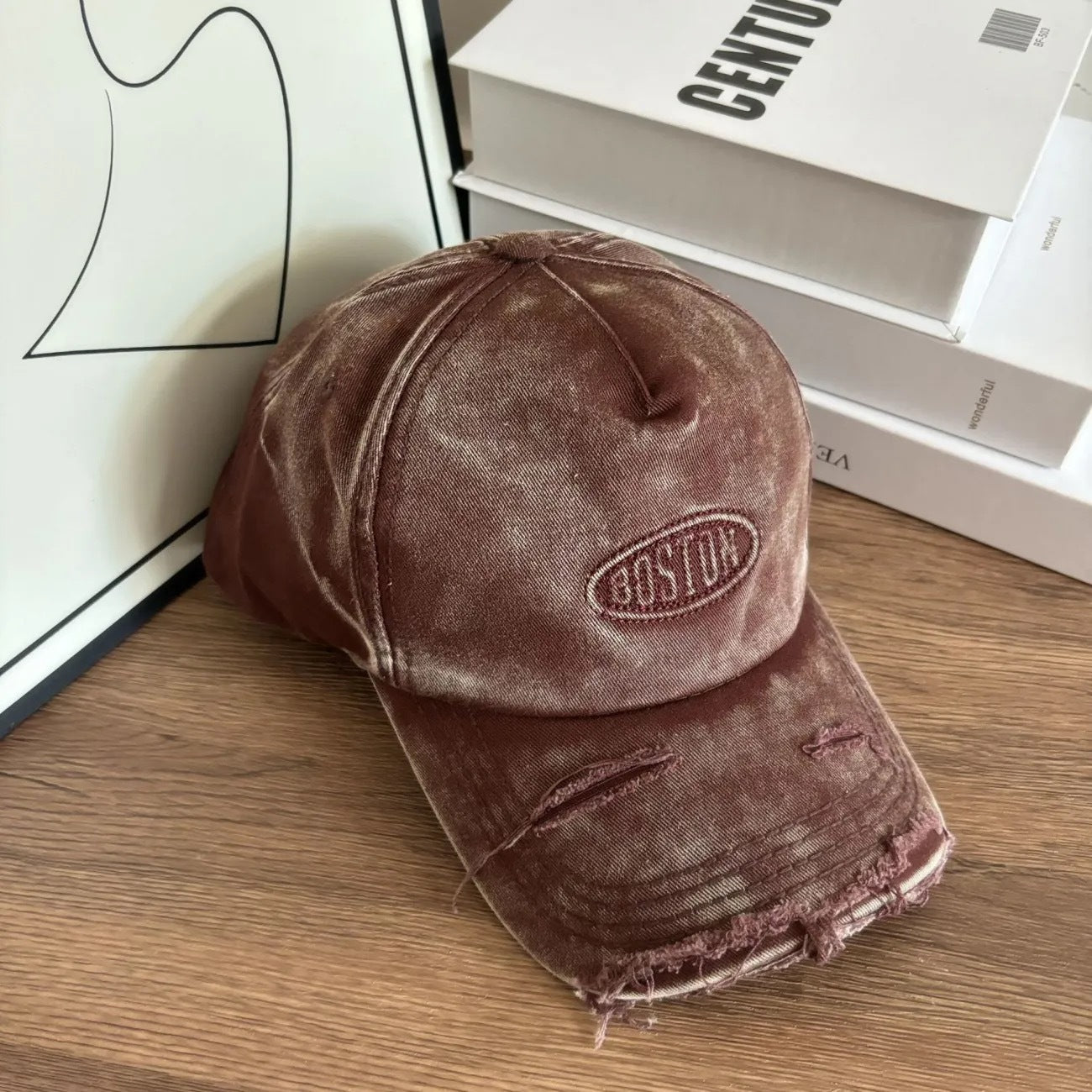 Männer Distressed Denim Effekt Baseballmütze Brehn
