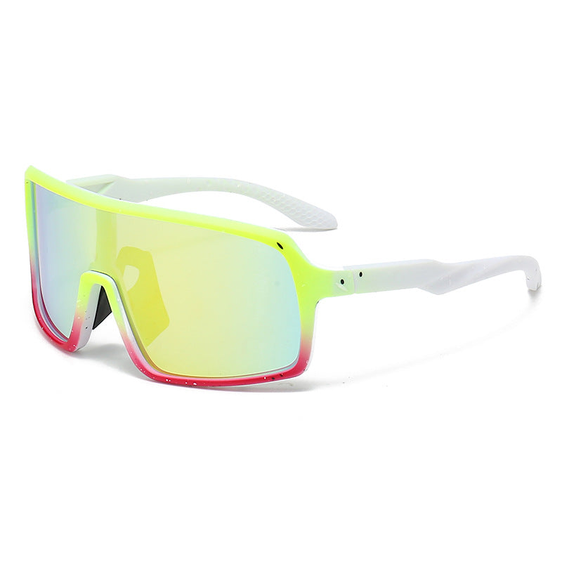Damen modische Sonnenbrille im futuristischen Design mit großflächigen Gläsern Brehn