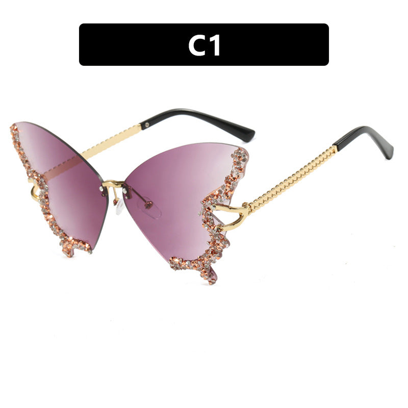 Damen große Cat-Eye Sonnenbrille mit funkelndem Strassbesatz und elegantem Rahmen Brehn