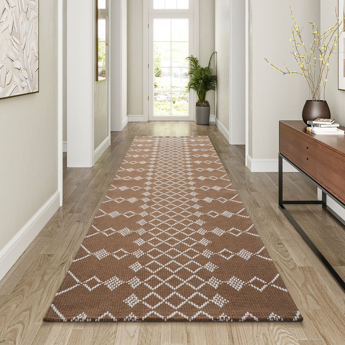 Geometrisch gemusterter Innenläufer Teppich