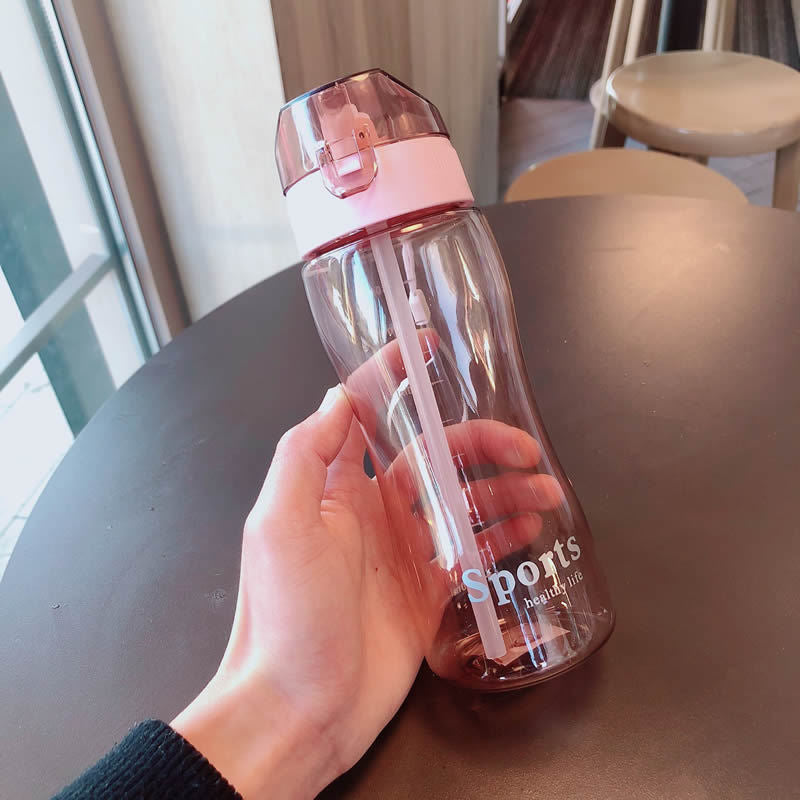Damen Ergonomische Sporttrinkflasche mit integrierter Trinkhalmfunktion Brehn