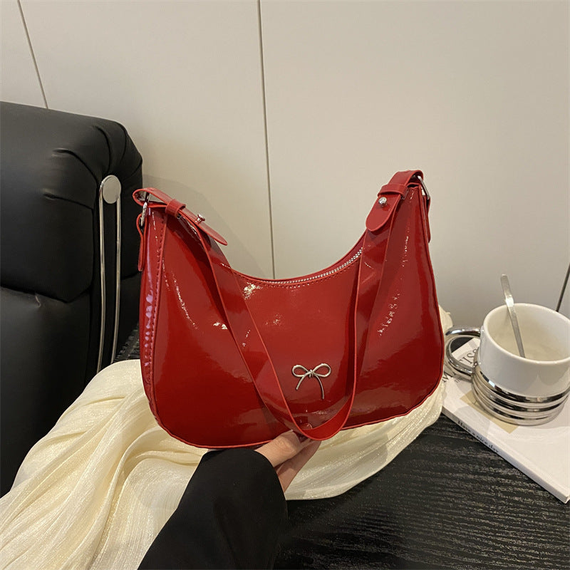 Premium Glänzende Kunstleder Hobo Tasche Brehn
