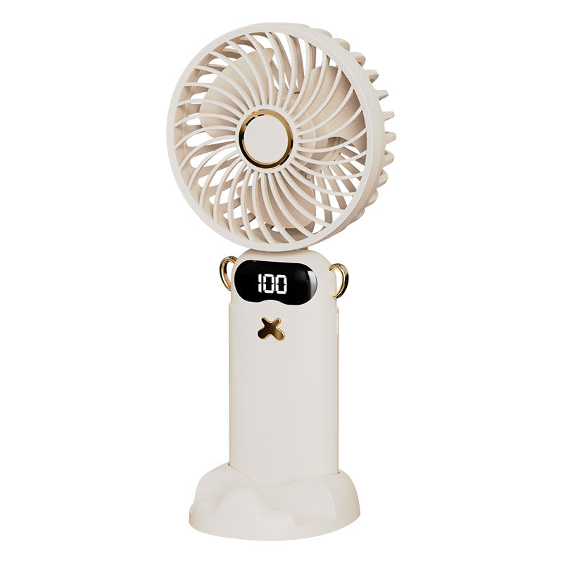 Kühlender wiederaufladbarer tragbarer Mini-Ventilator mit digitaler Batteriestandsanzeige und süßem Schreibtischständer Brehn