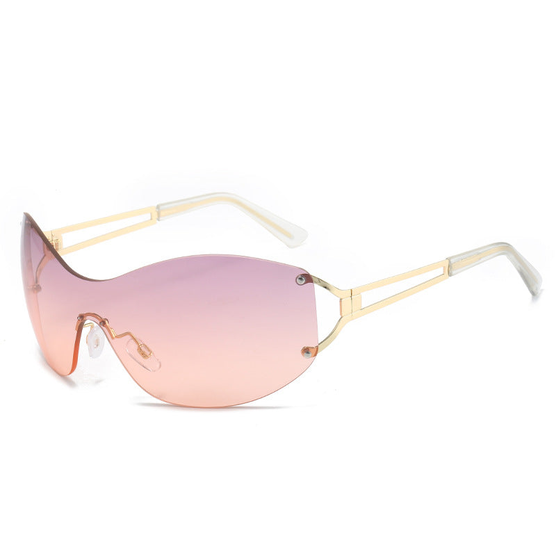 Futuristische Ultra-Wrap Sonnenbrille mit metallischen Akzenten Brehn