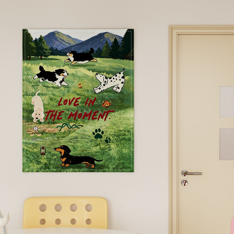 Kids' Removable Eco-Friendly Nursery Wall Tapestry with Woodland Animals and Star Motifs