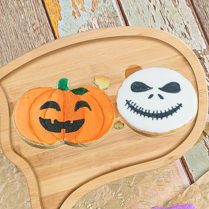 Halloween-Servierplatten aus Holz im Set mit Kürbis- und Geistform