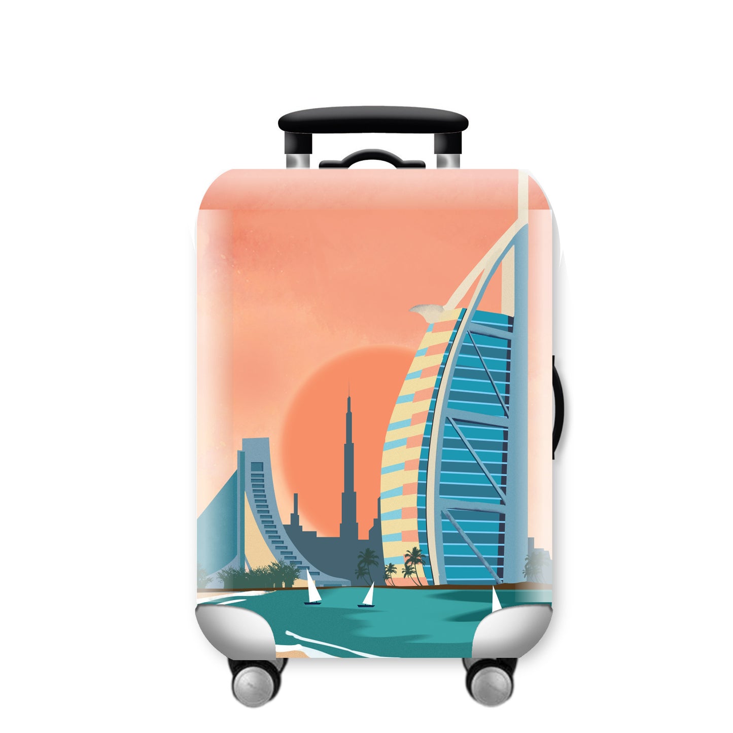 Unisex Hartschalenreisekoffer mit urbanem Skyline-Motiv Brehn