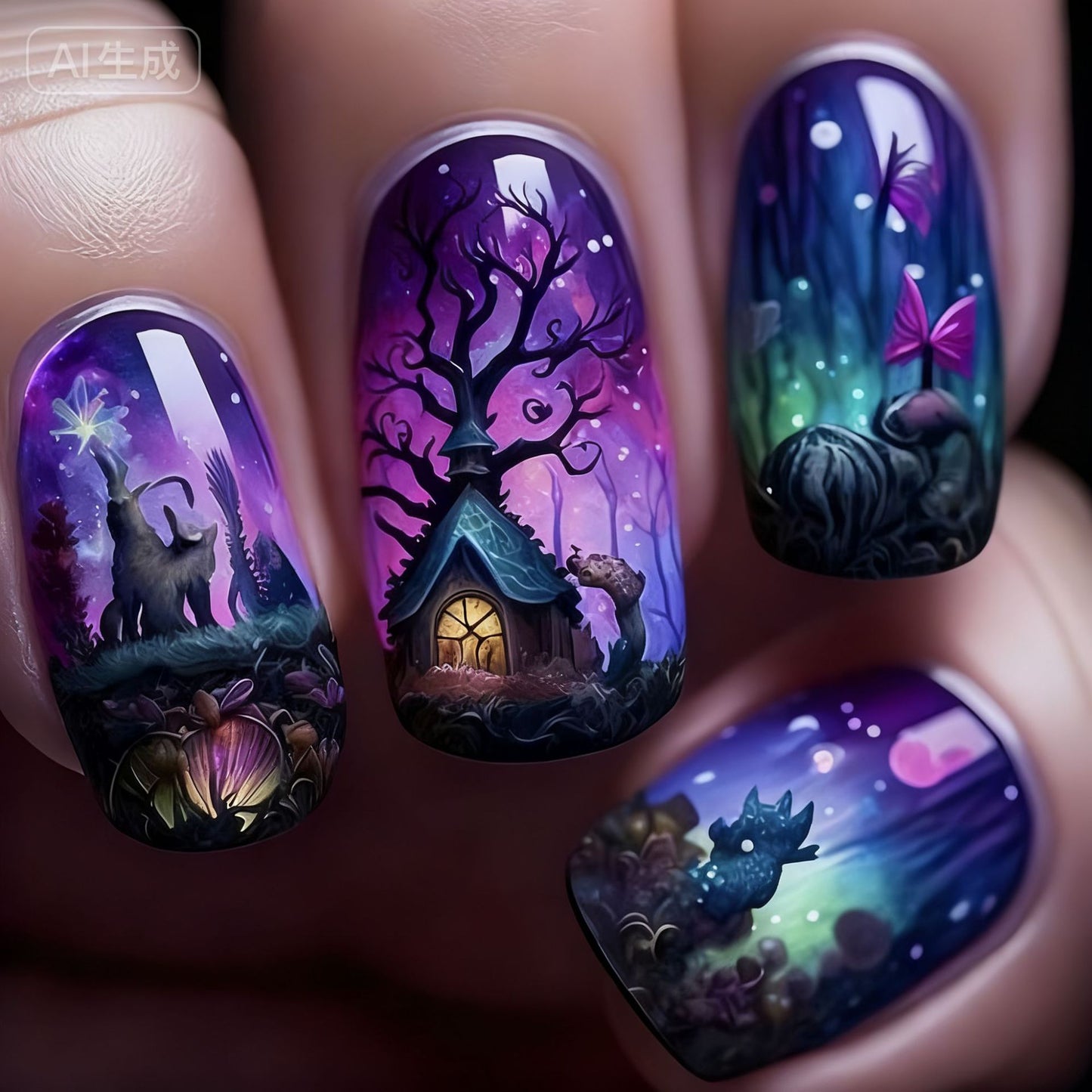 Kunstvolle 3D Nagelspitzen mit Fantasiewelten Brehn