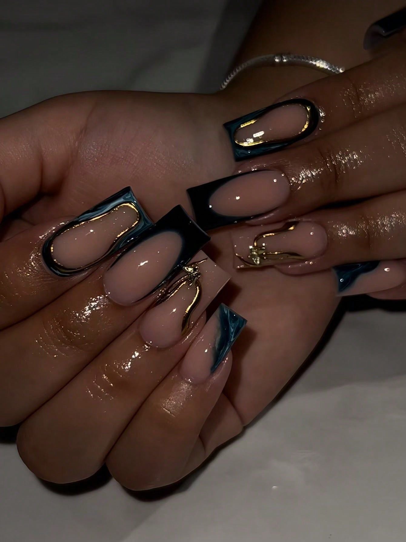 Designer Geometrische Press-On Nagelkunst Brehn