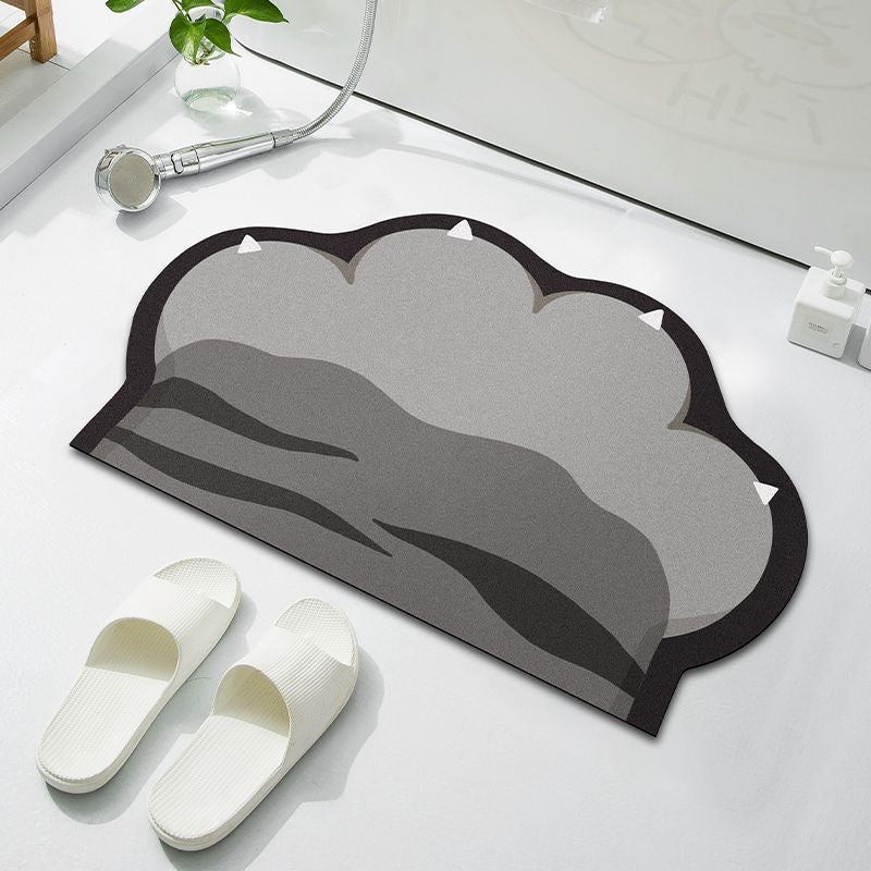 Cloud-Shaped Absorbent Microfiber Anti-Slip Bath Mat with Coastal Wave Print