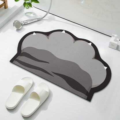 Cloud-Shaped Absorbent Microfiber Anti-Slip Bath Mat with Coastal Wave Print