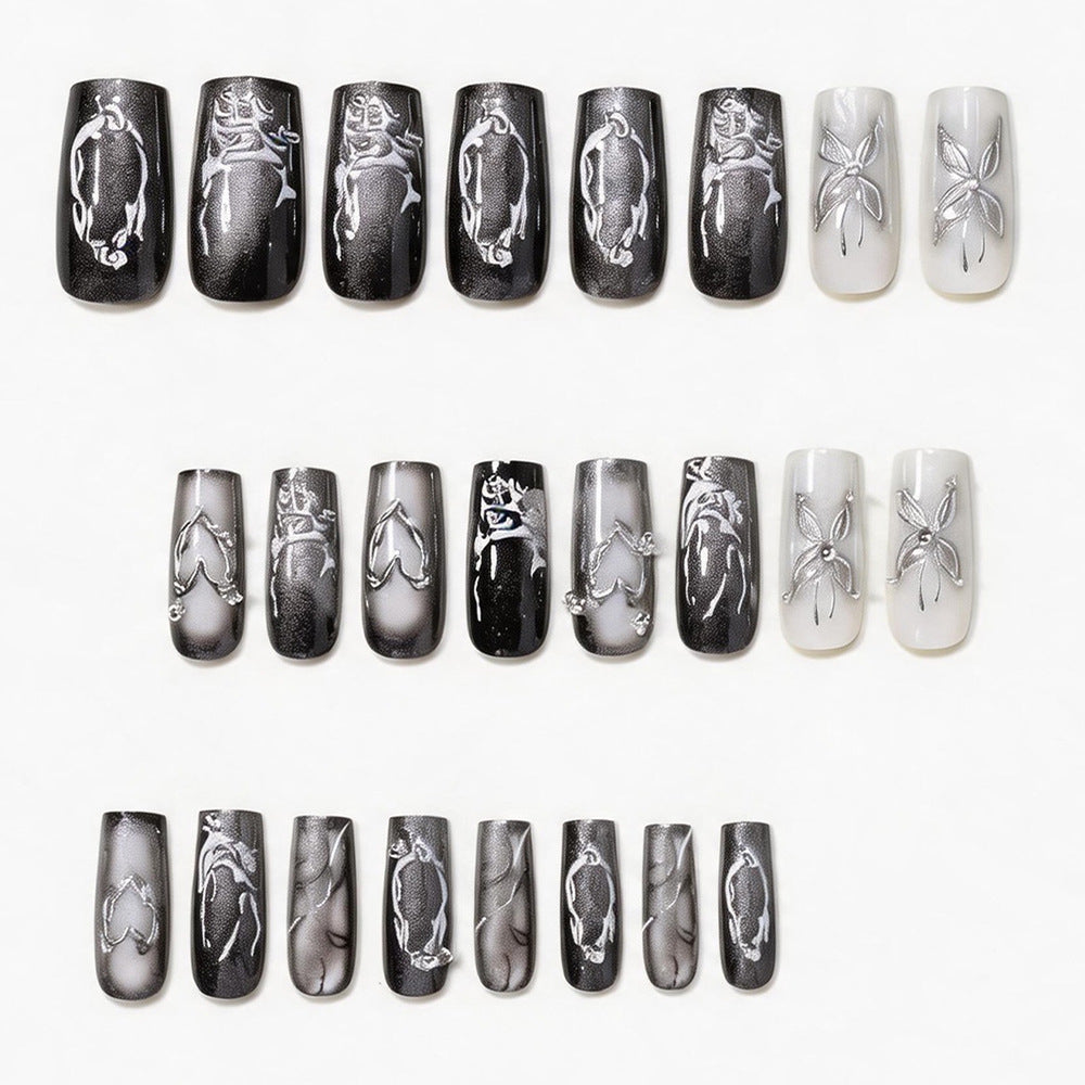 Künstlerisches Langes Press-On Nageldesign Brehn