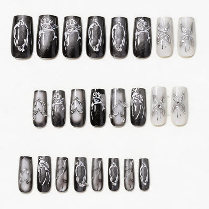 Künstlerisches Langes Press-On Nageldesign Brehn
