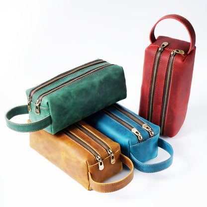 Doppelt-Zipper Leder Stiftetui