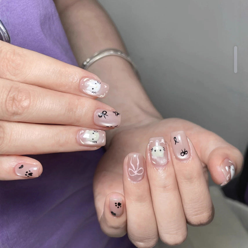 Süßes Hasen-Themen Press-On Nagelkunst Set Brehn