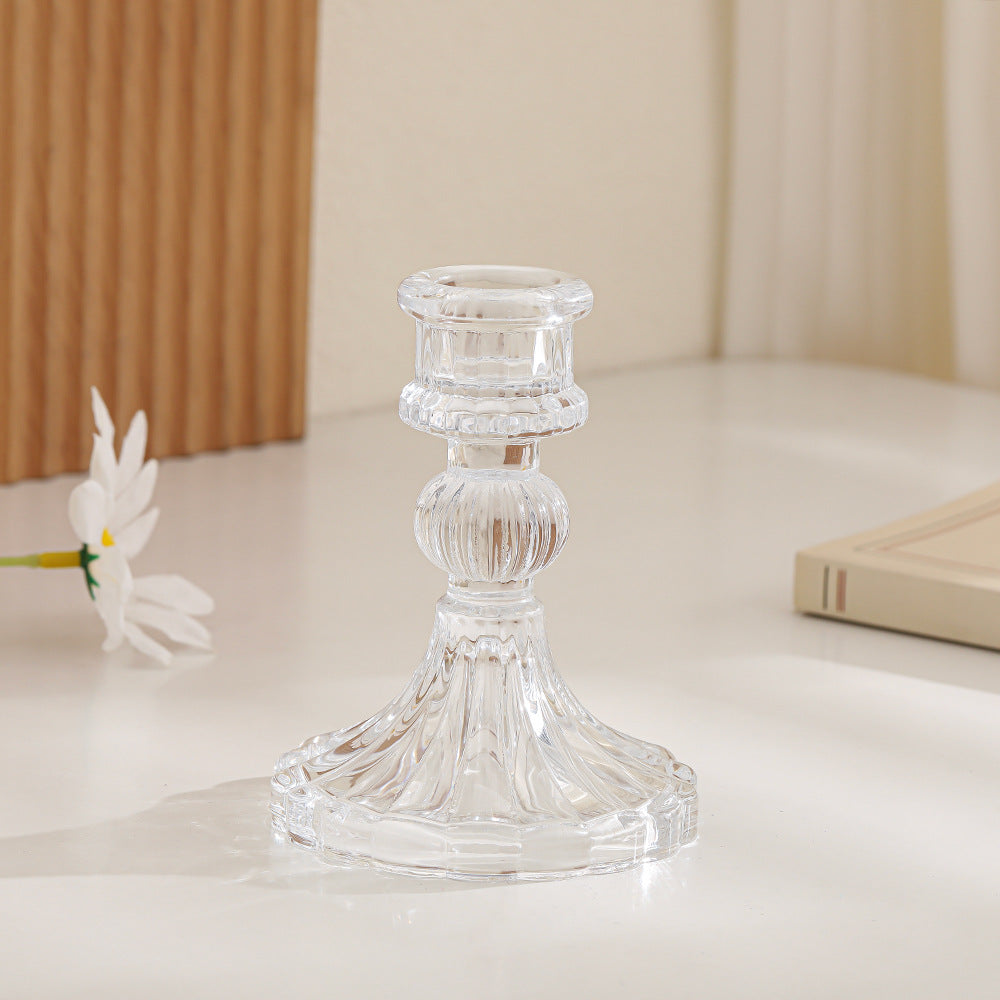 Kristallschnitt-Glas-Teelichthalter mit geripptem Fuß Brehn