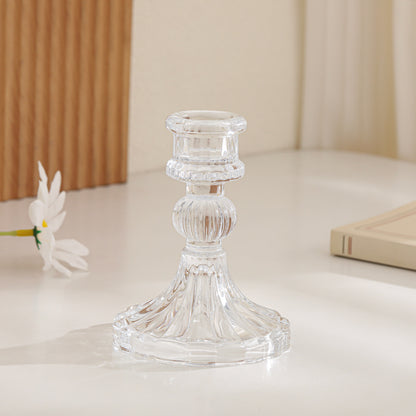 Kristallschnitt-Glas-Teelichthalter mit geripptem Fuß Brehn
