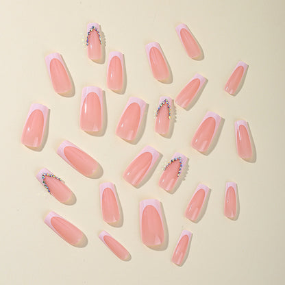 Elegante French Tip Acryl-Nagelerweiterungen mit Strassakzenten Brehn
