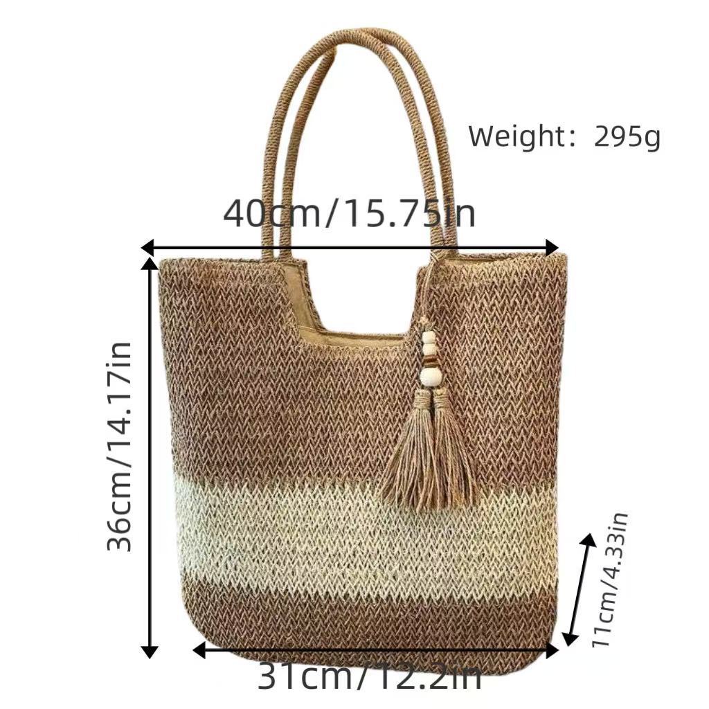 Handtasche Aus Geflochtenem Naturmaterial mit Quastendetails Brehn