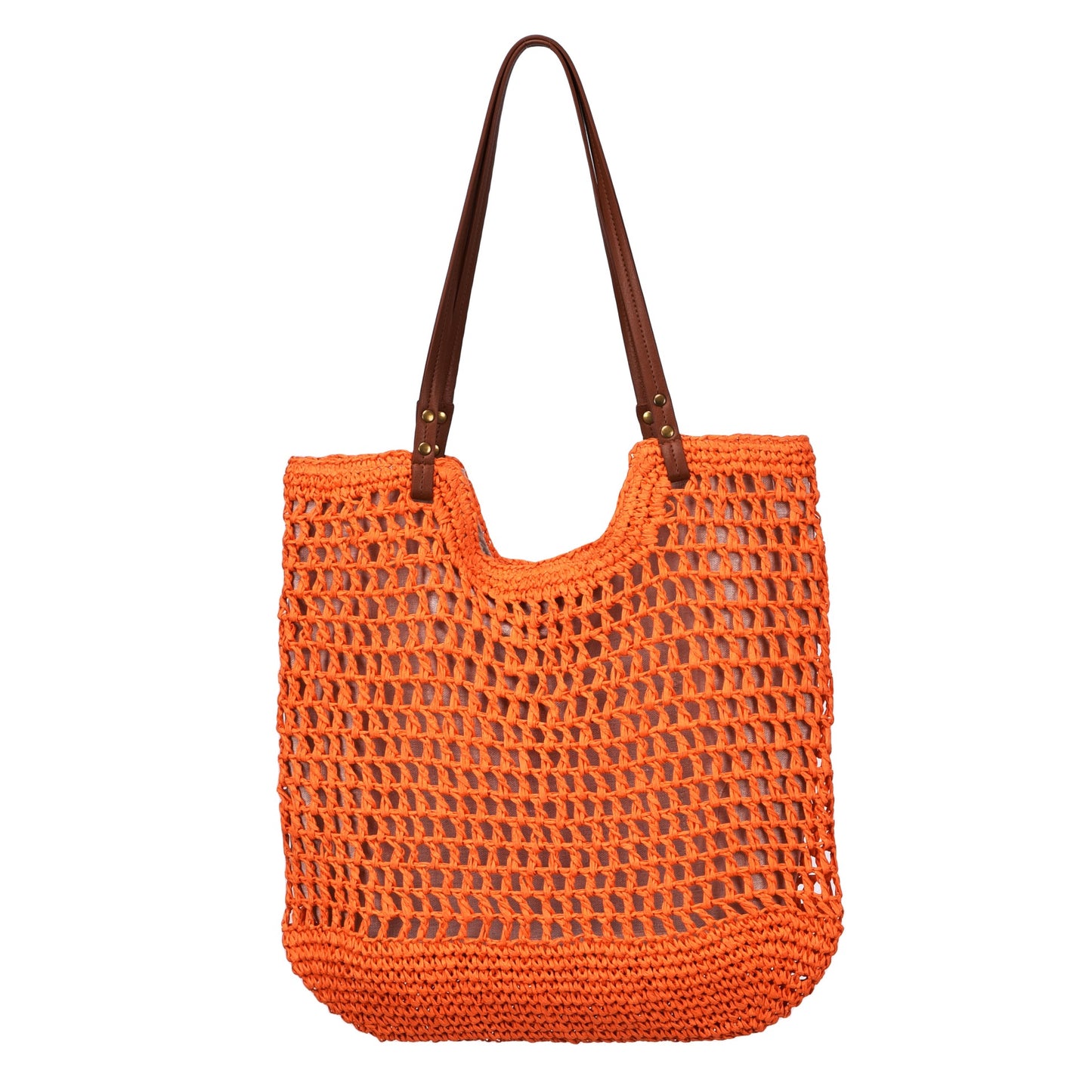 Handgewebte Baumwolltasche mit Ledergriffen Brehn