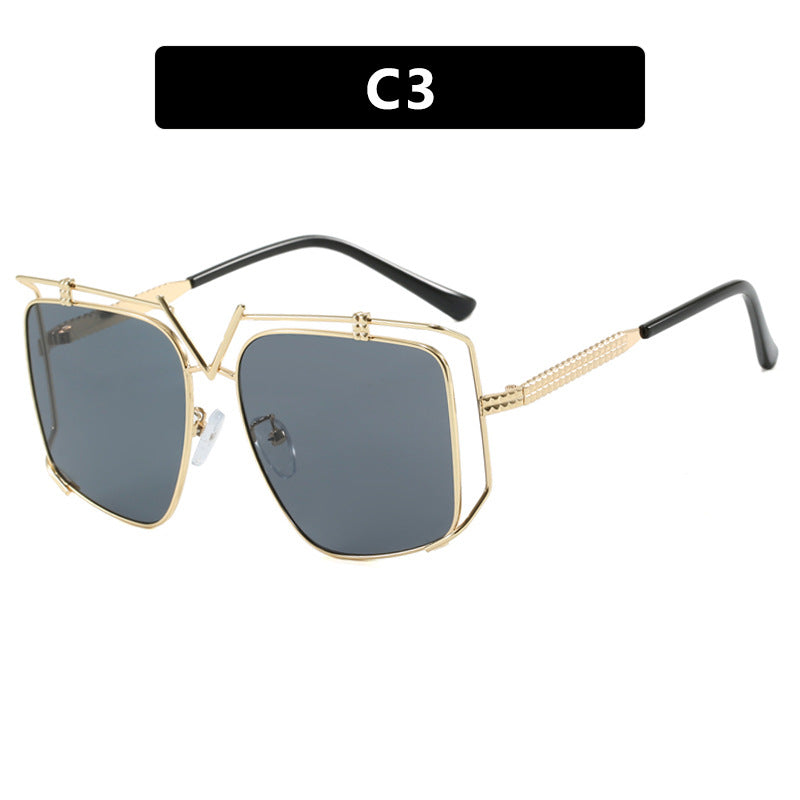 Damen futuristische Oversized-Sonnenbrille mit einzigartigem Geometrie-Rahmen Brehn