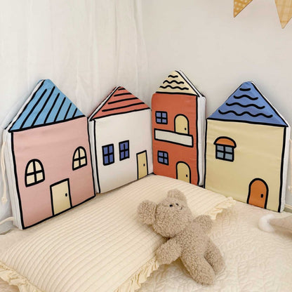 Hausförmiges Schaumstoff-Rückenstützkissen-Set für das Spielzimmer von Kindern, dekorative Kissen