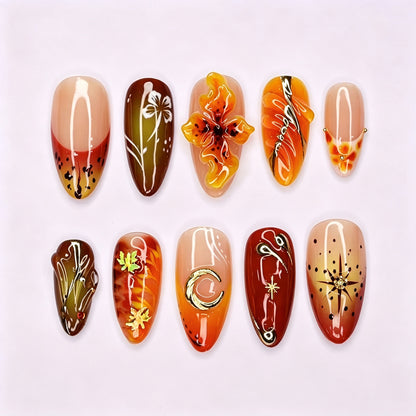 Künstlerisches Nagelkunst-Set mit herbstinspirierten Designs Brehn