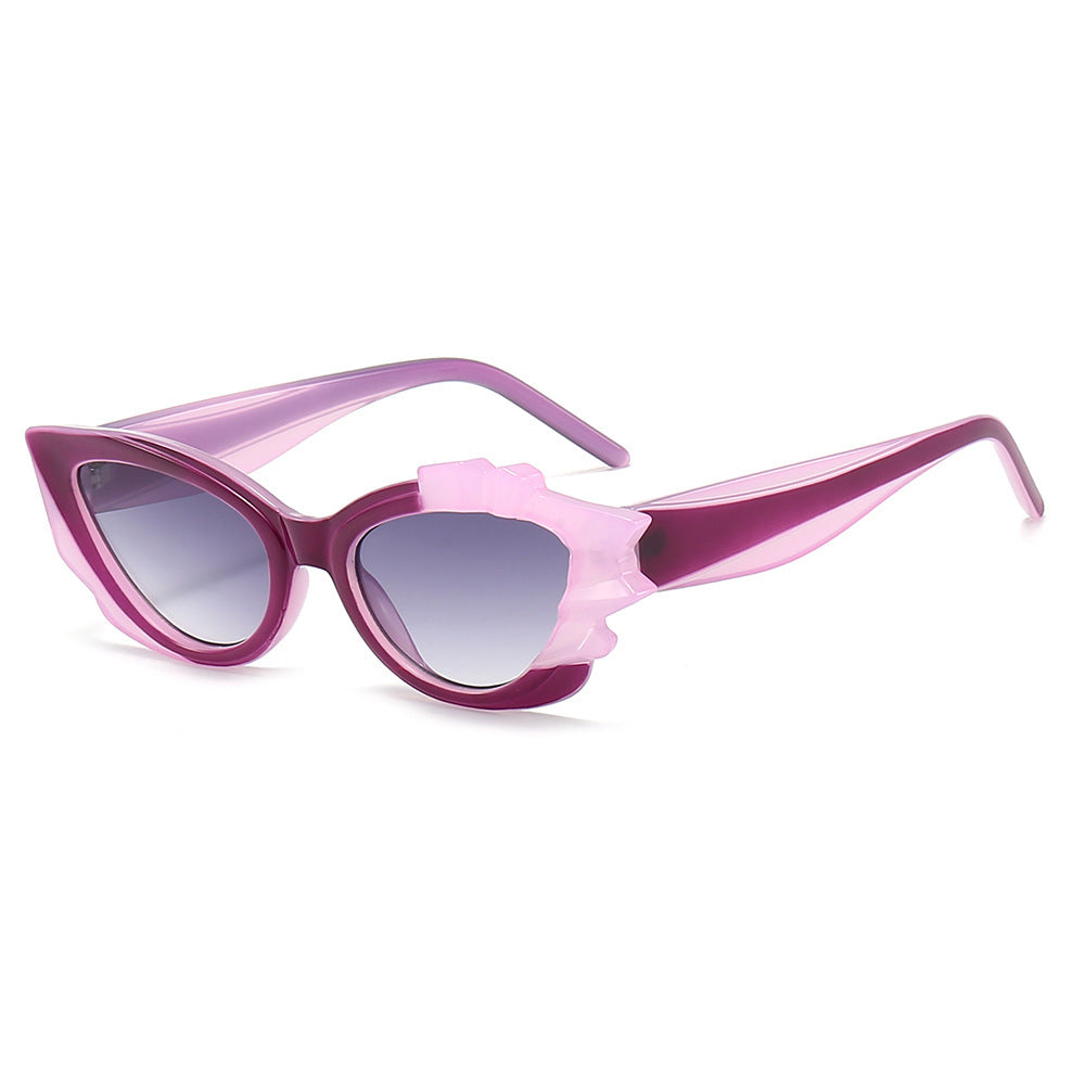 Damen Cat-Eye Sonnenbrille mit auffälligem Blütenrahmen Brehn