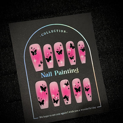 Schmetterlings-verziertes Press-On-Nagelset