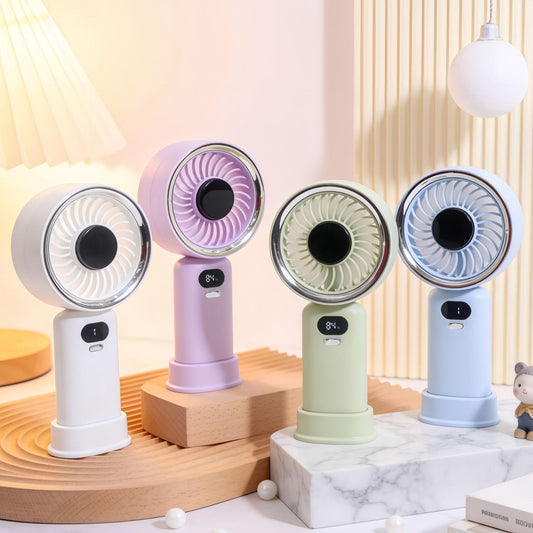 Damen Tragbarer Handventilator mit LCD-Display und variabler Geschwindigkeitsregelung Brehn
