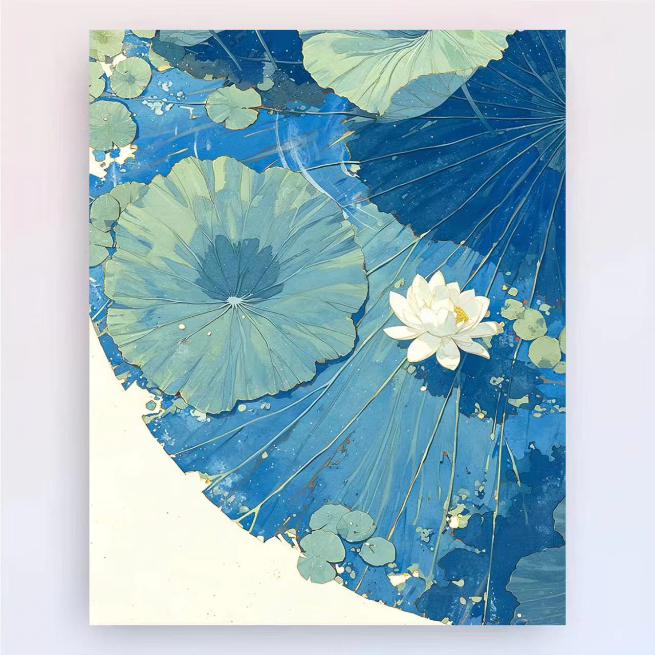 Zeitgenössischer Lotus-Blumen-Canvas-Kunstdruck Brehn