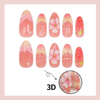 Kunstnagelset mit eleganten floralen Verzierungen und luxuriösem Glanz Brehn