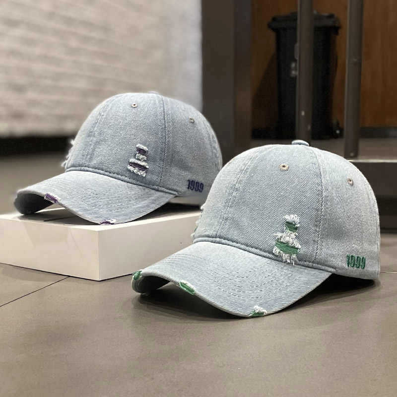 Unisex Geschädigte Denim Baseballcap Brehn