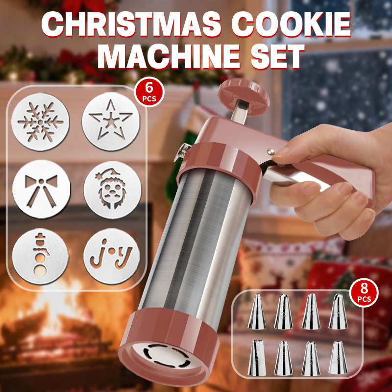 Cookie Press and Decorating Gun with Eight Stainless Nozzles and Six Embossed Discs