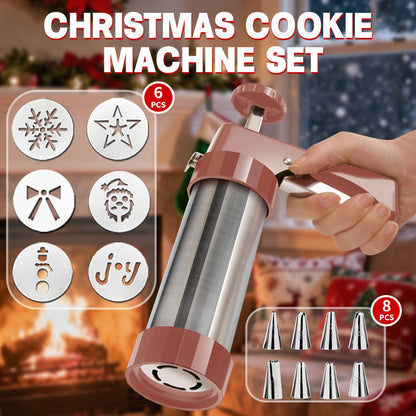 Cookie Press and Decorating Gun with Eight Stainless Nozzles and Six Embossed Discs