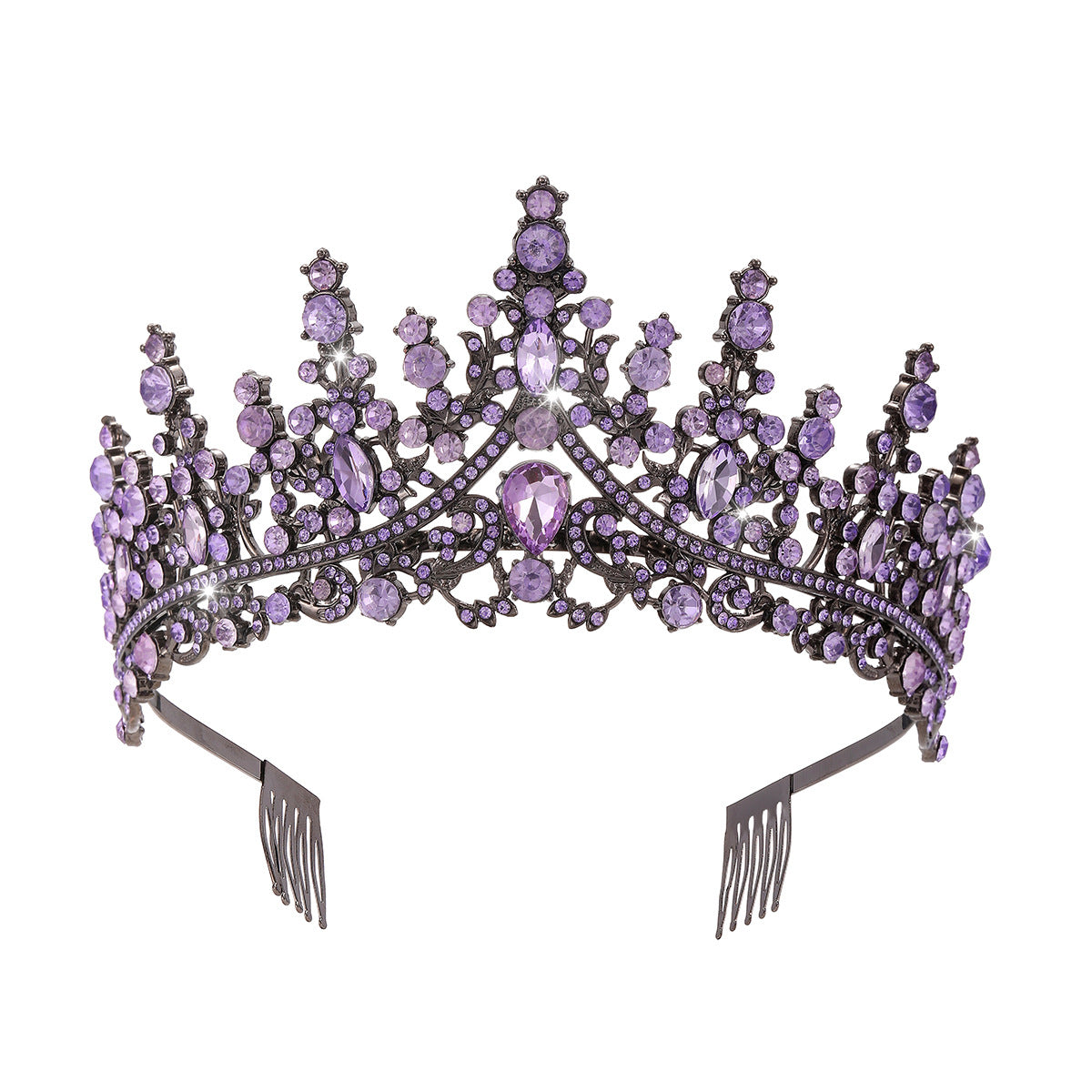 Damen Opulente Tiara mit schwarzem Kristallbesatz Brehn