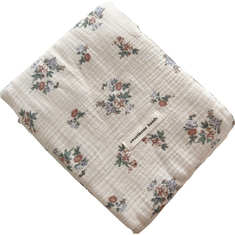 Unisex Baumwoll-Musselin-Decke mit floralem Design und Rüschendetails Brehn