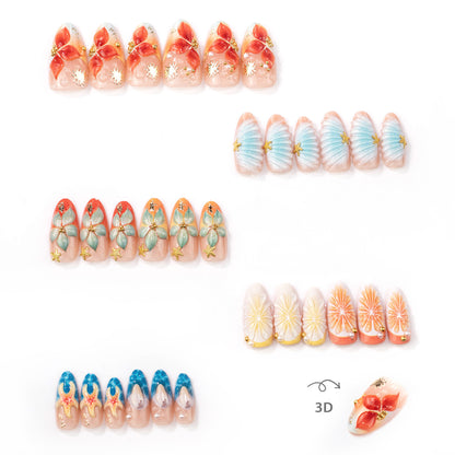 Künstlerisches vom Ozean inspirierte Press-On Nagelkunst Set