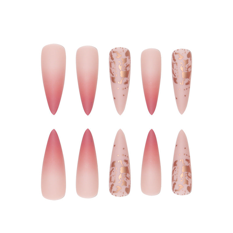 Künstlerisches Stiletto Press-On Nagelset mit Ombré Design Brehn